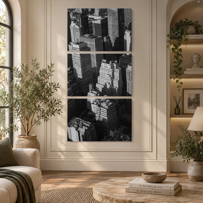 City Blocks in Black and White canvas print, interior display view