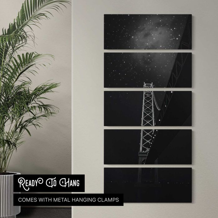 City Bridge beneath a Starry Sky canvas print, interior display view