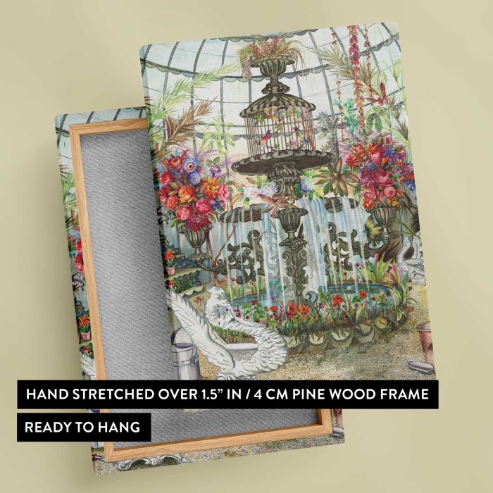 Conservatory Fountain (1938) by Perkins Harnly and Nicholas Zupa canvas print, canvas reverse and frame view