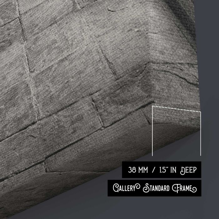 Corridor in Black and White canvas print, canvas surface and edge detail