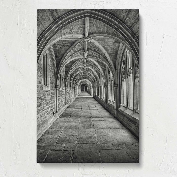 Corridor in Black and White canvas print, front canvas view