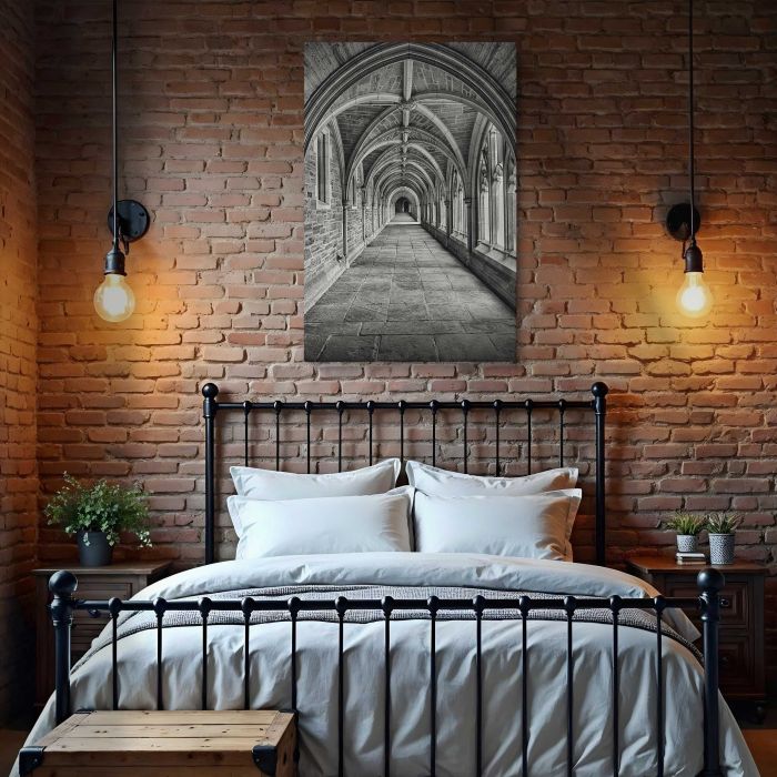 Corridor in Black and White canvas print, interior display view