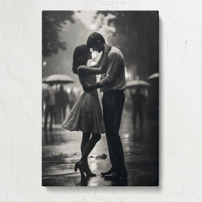 Couple Dancing in the Rain canvas print, front canvas view
