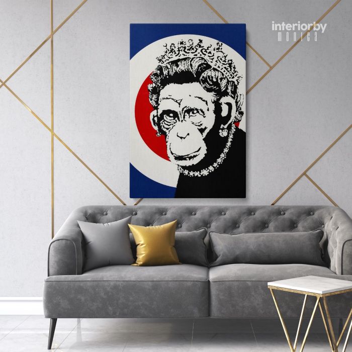 Banksy Style Monkey Queen Print Painting Framed Canvas / Rolled - Image 5