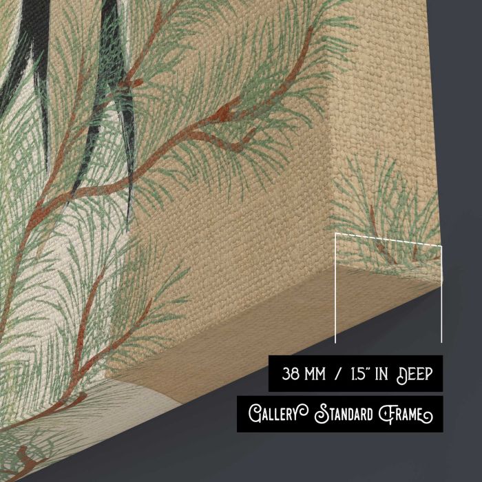Cranes from Momoyogusa–Flowers of a Hundred Generations (1909) by Kamisaka Sekka canvas print, canvas surface and edge detail
