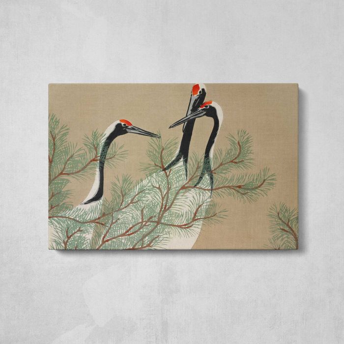 Cranes from Momoyogusa–Flowers of a Hundred Generations (1909) by Kamisaka Sekka canvas print, front canvas view