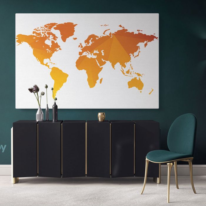 Modern Abstract World Map wall art Bright Different Colors Wall Art Modern wall art Canvas Wall Art