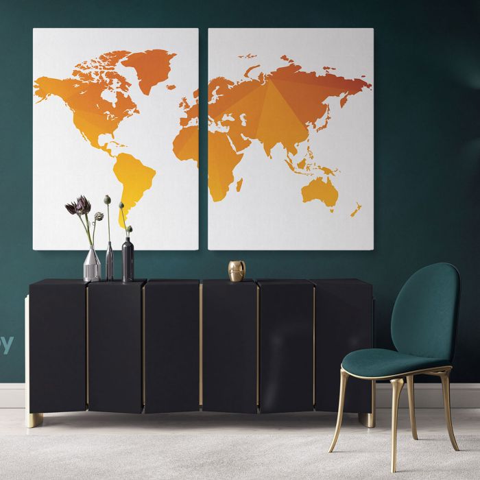 Modern Abstract World Map wall art Bright Different Colors Wall Art Modern wall art Canvas Wall Art - Image 2