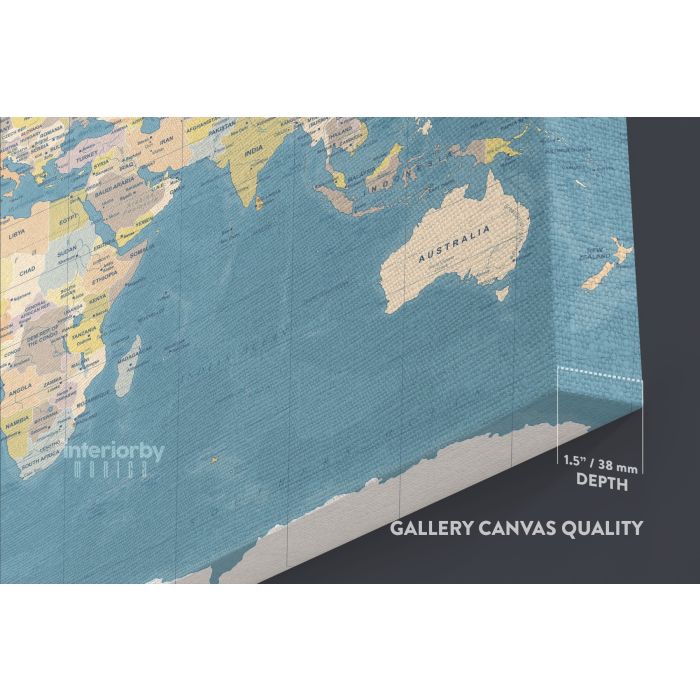 Official Giant World Map Atlas Geography Political Canvas Wall Art - Image 6
