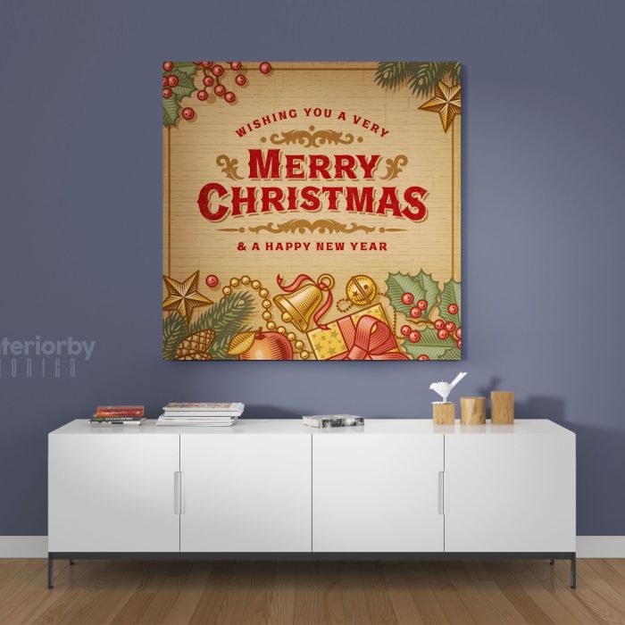 Merry Christmas Greeting Gifts Print Painting Framed Canvas