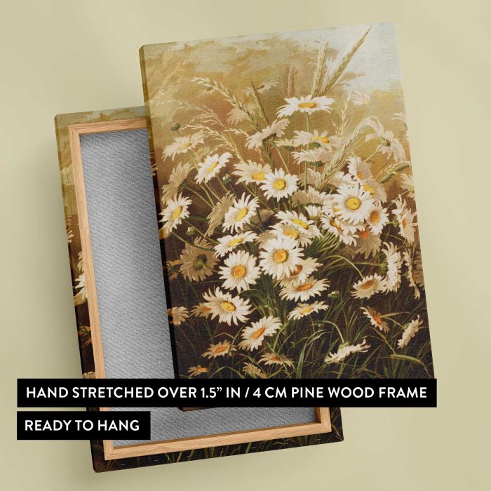 Daisies by Ellen Thayer Fisher canvas print, canvas reverse and frame view