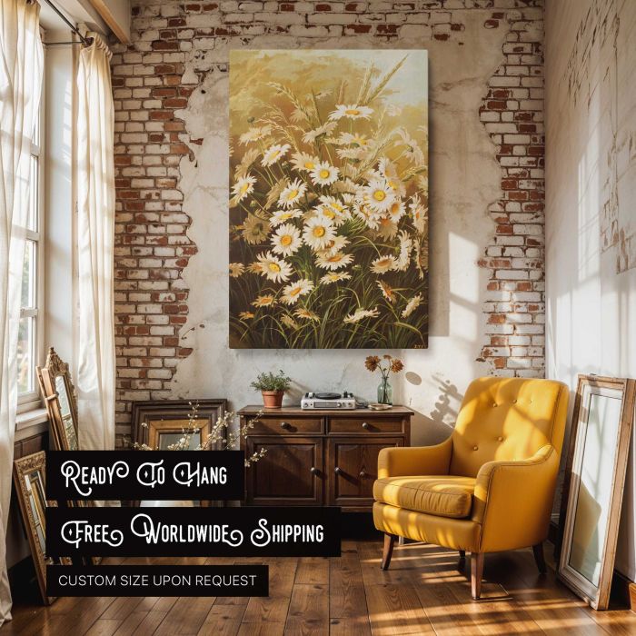 Daisies by Ellen Thayer Fisher canvas print, interior display view