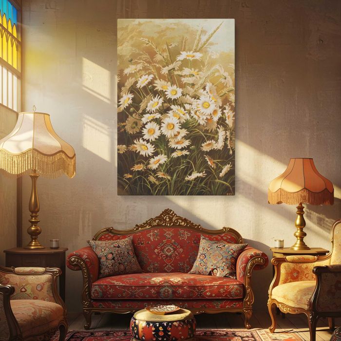Daisies by Ellen Thayer Fisher canvas print, interior display view