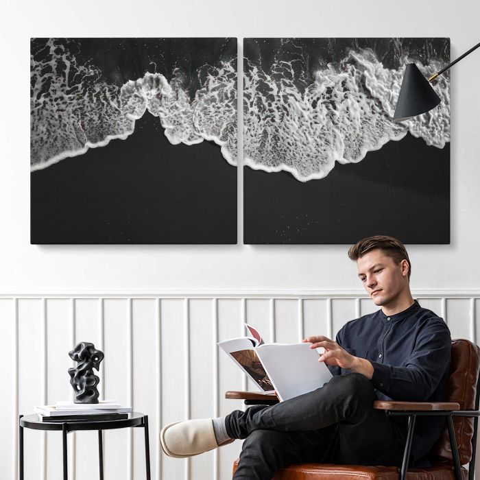 Dark Beach and Shoreline canvas print, interior display view