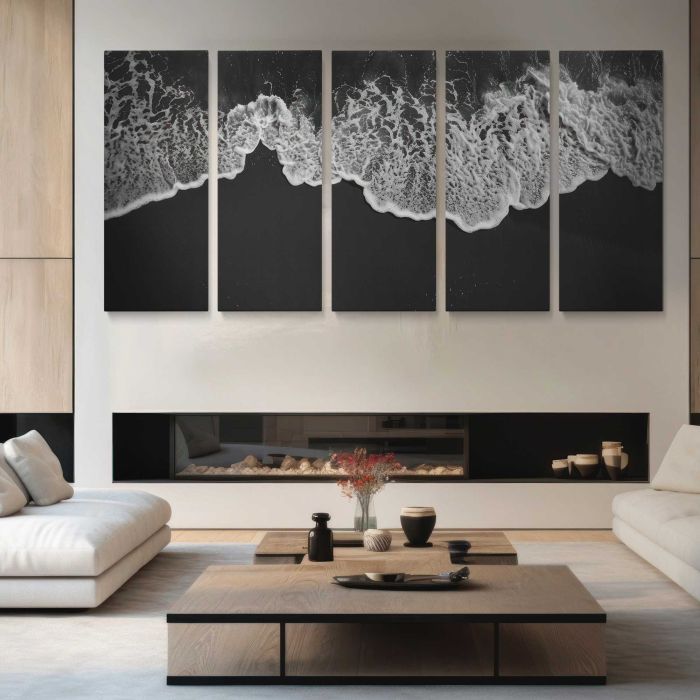 Dark Beach and Shoreline canvas print, interior display view