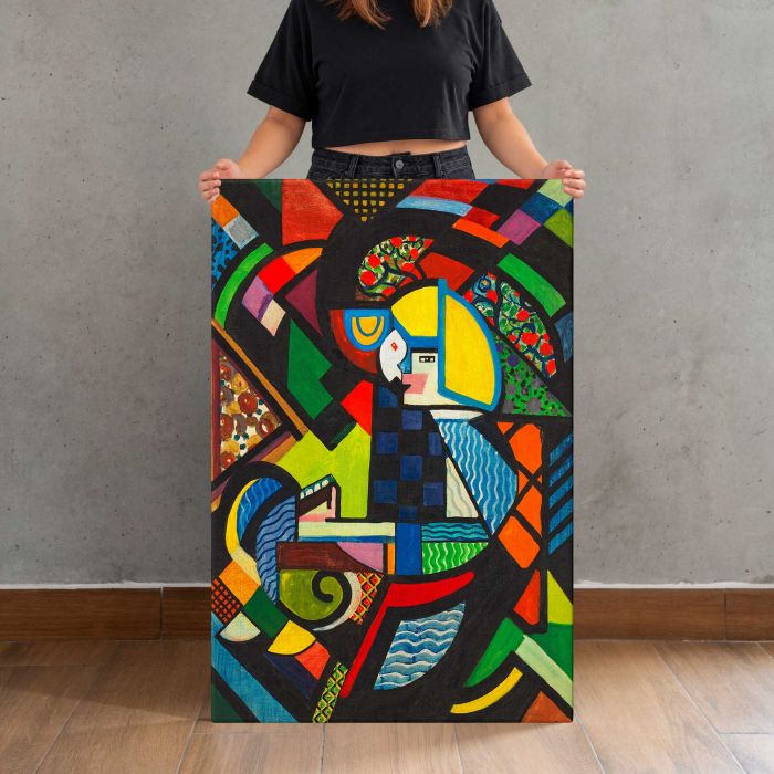 Daughter in a Rocker (1917–1918) by Henry Lyman Sayen canvas print, canvas shown with a person for scale