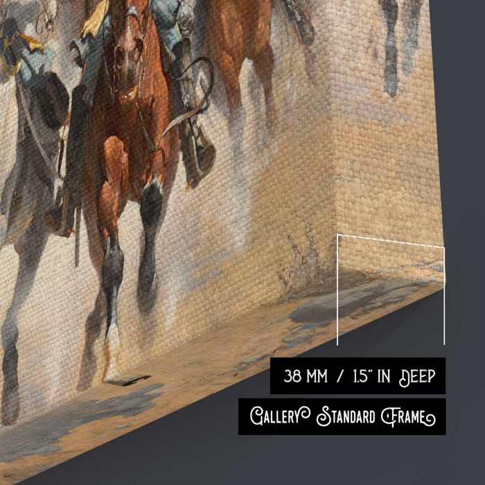 Dismounted: The Fourth Troopers Moving the Led Horses (1890) by Frederic Remington canvas print, canvas surface and edge detail