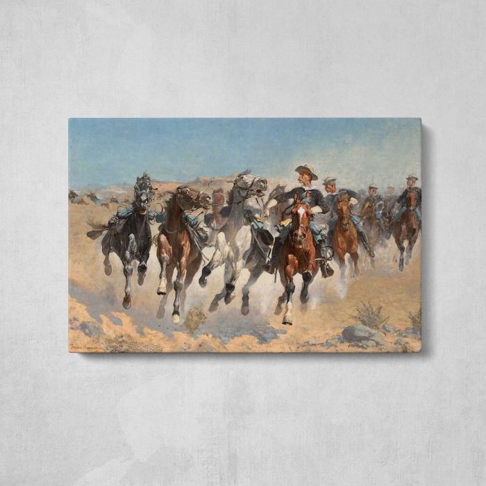 Dismounted: The Fourth Troopers Moving the Led Horses (1890) by Frederic Remington canvas print, front canvas view