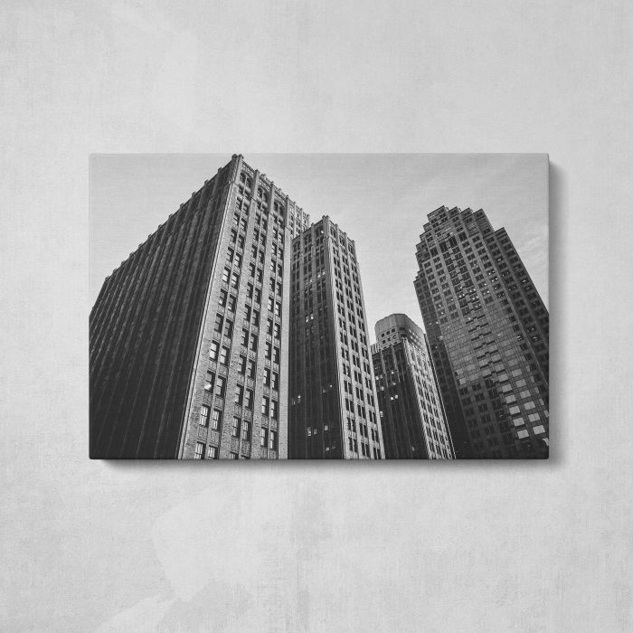 Downtown Skyscrapers in Black and White canvas print, front canvas view