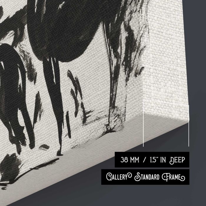 Drie zwarte paarden staand naar links kijkend (1935–1936) by Leo Gestel canvas print, canvas surface and edge detail
