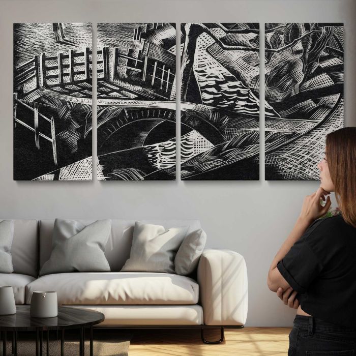 Dyke by the Road (1922) by Paul Nash canvas print, interior display view