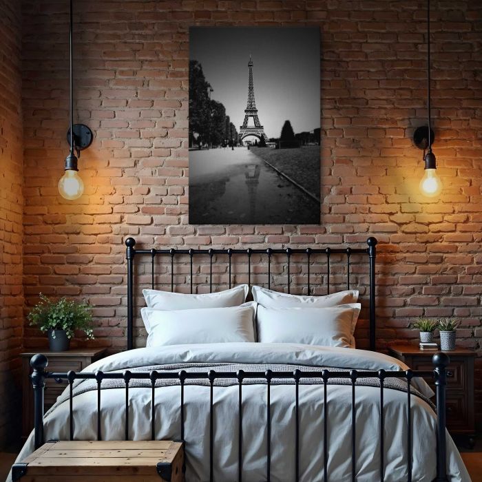 Eiffel Tower in Black and White canvas print, interior display view