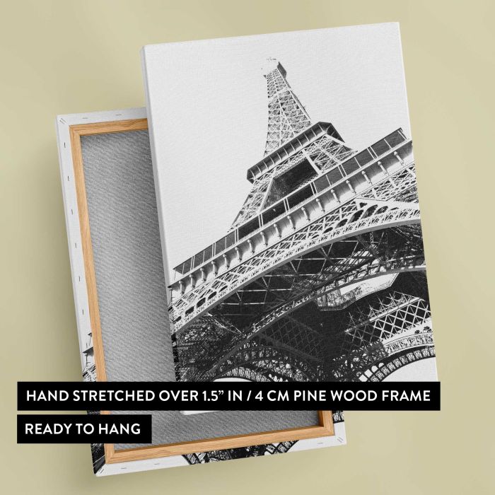 Eiffel tower, Paris, France canvas print, canvas reverse and frame view