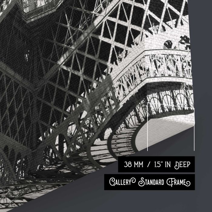 Eiffel tower, Paris, France canvas print, canvas surface and edge detail