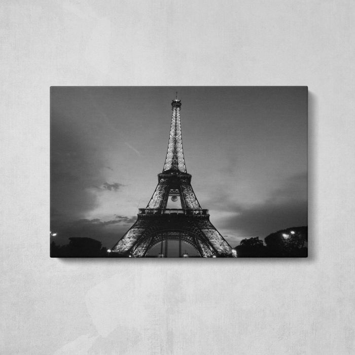 Eiffel Tower, Paris in Black and White canvas print, front canvas view