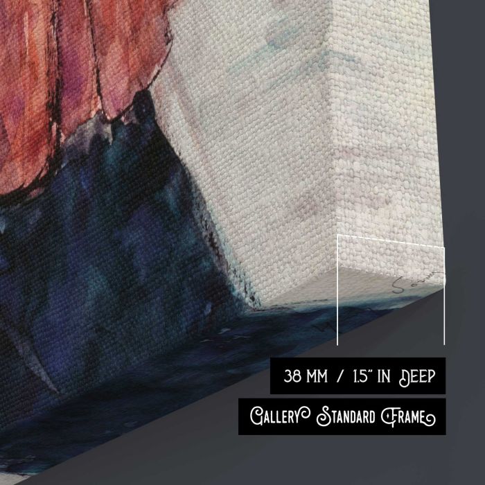 Elegant in a Red Cape (1890–1900) by Henry Somm canvas print, canvas surface and edge detail