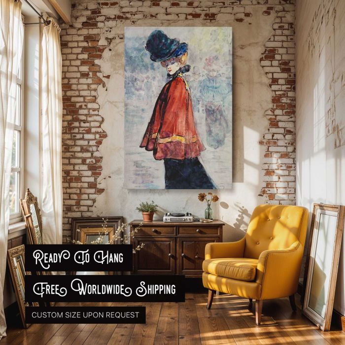 Elegant in a Red Cape (1890–1900) by Henry Somm canvas print, interior display view