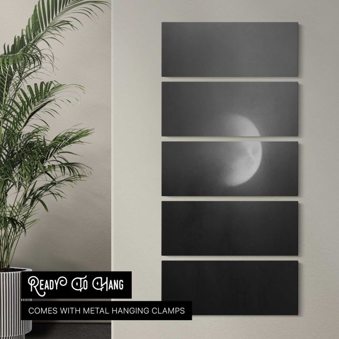 Ethereal moon shrouded in mist canvas print, interior display view