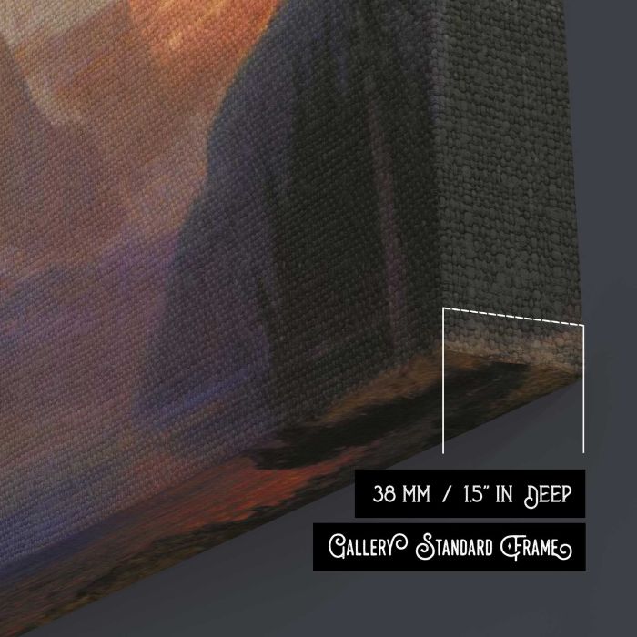 Evening Glow Lake Louise by Albert Bierstadt - canvas surface and wrapped edge detail