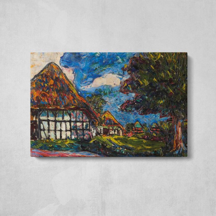 Fehmarn Houses, 1908 by Ernst Ludwig Kirchner canvas print, front canvas view