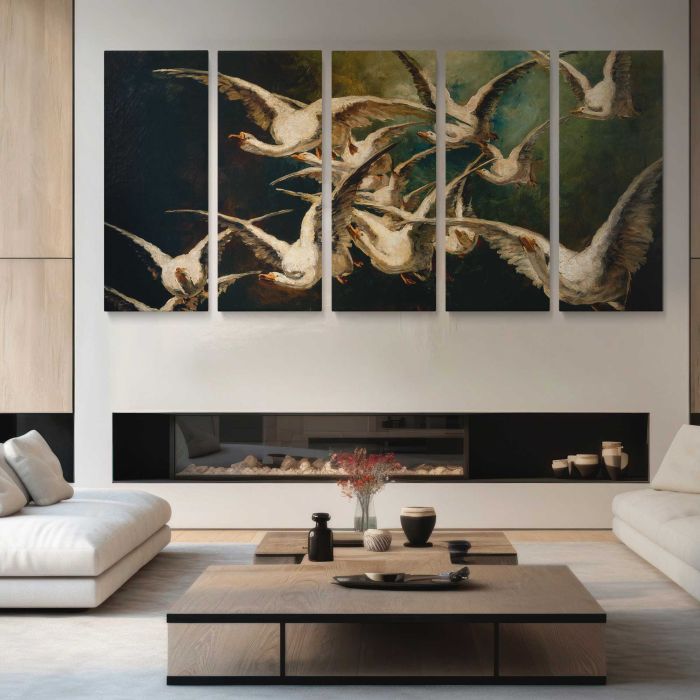 Flock of Geese by Elizabeth Nourse canvas print, interior display view