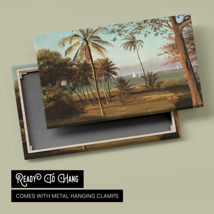 Florida Scene by Albert Bierstadt - canvas rear frame and hanging hardware