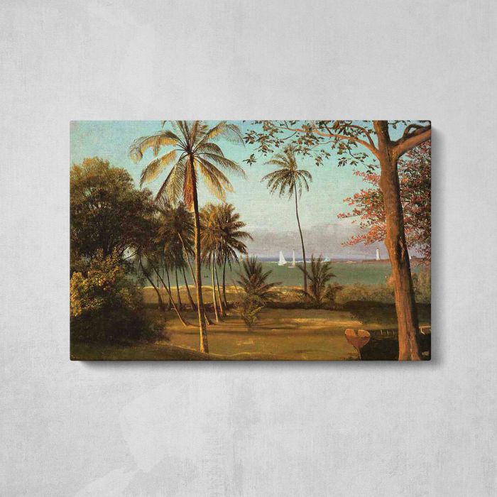 Florida Scene by Albert Bierstadt - single-panel canvas displayed above a console table