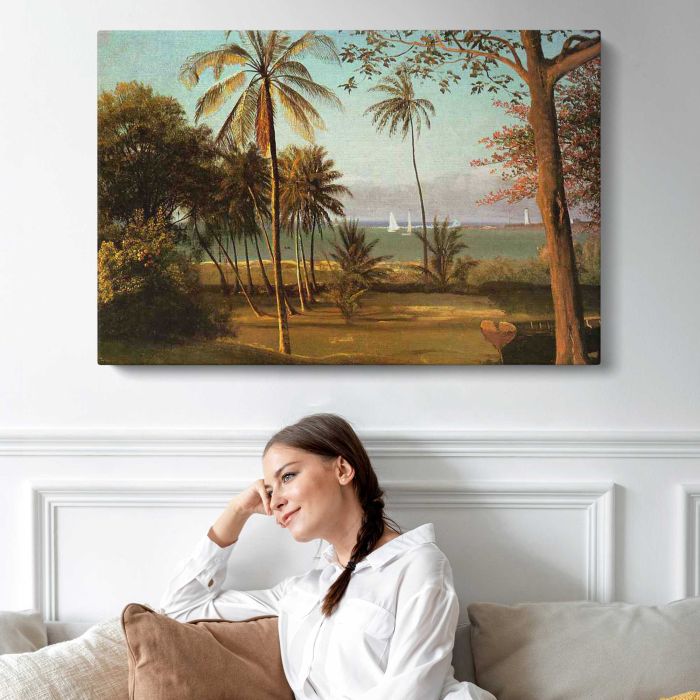 Florida Scene by Albert Bierstadt - single-panel canvas displayed above a sofa