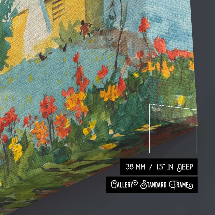 Flower Garden and Bungalow, Bermuda (1899) by Winslow Homer canvas print, canvas surface and edge detail