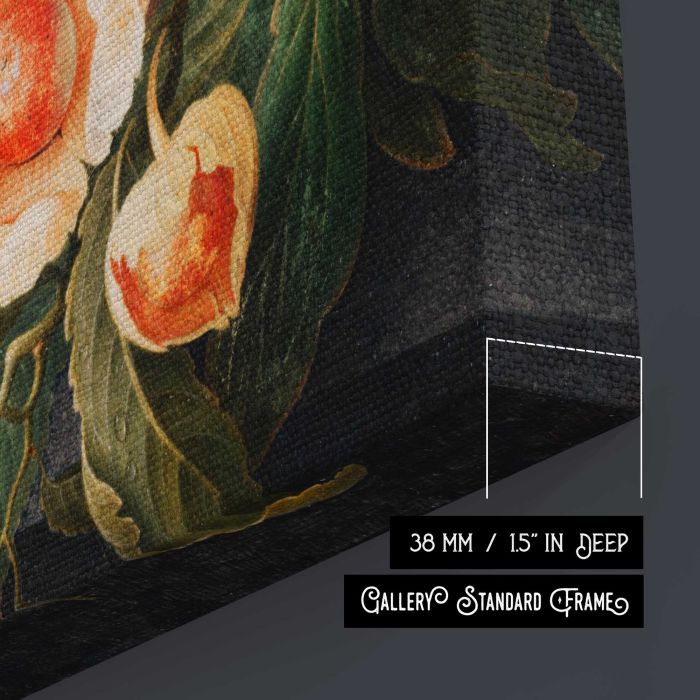 Flowers and fruits by Herman Henstenburgh (c.1700-c.1710) canvas print, canvas surface and edge detail