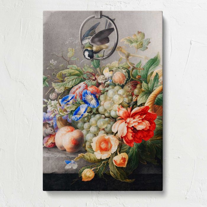 Flowers and fruits by Herman Henstenburgh (c.1700-c.1710) canvas print, front canvas view