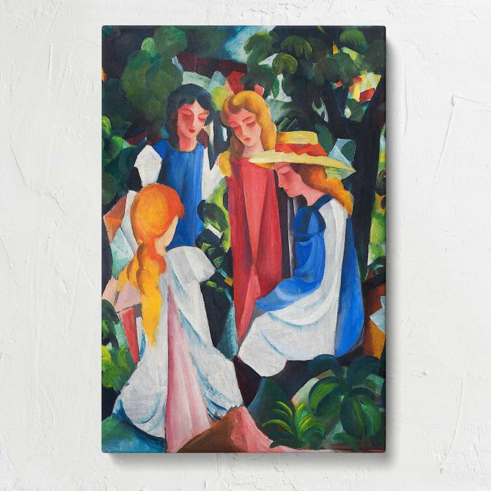 Four Girls (1912–1914) by August Macke canvas print, front canvas view