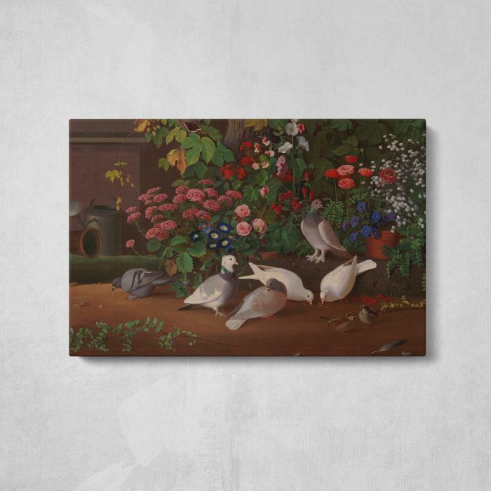From the garden: flowers and birds, 1853 - 1854, by Ferdinand von Wright canvas print, front canvas view