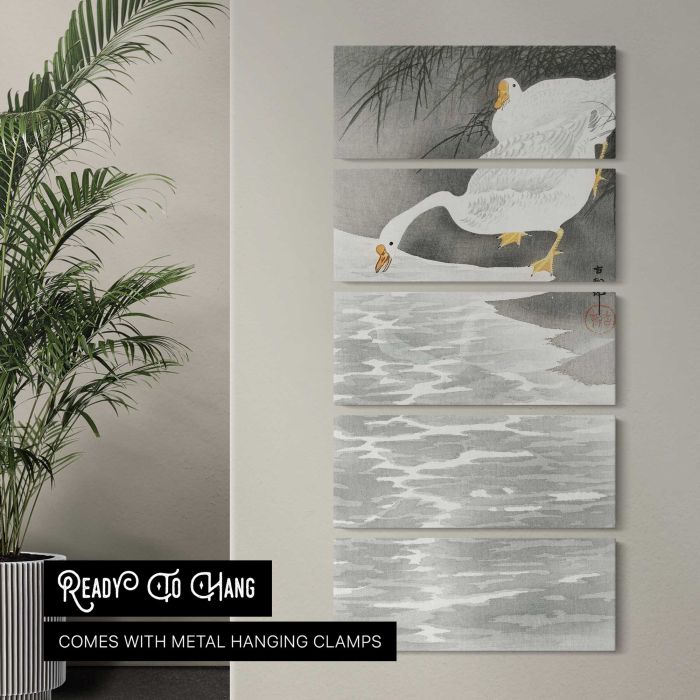Geese on the Shore by Ohara Koson canvas print, interior display view