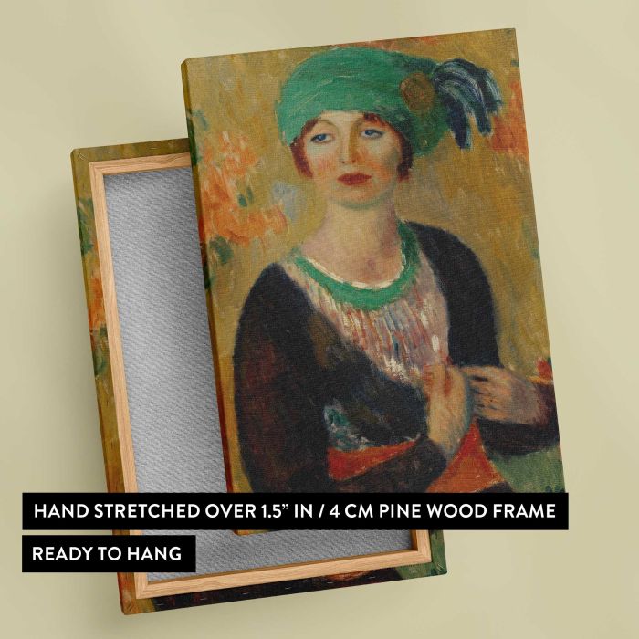 Girl in Green Turban (1913) by William James Glackens canvas print, canvas reverse and frame view