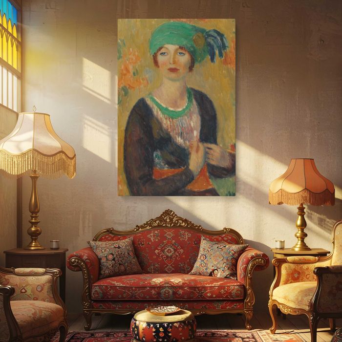 Girl in Green Turban (1913) by William James Glackens canvas print, interior display view