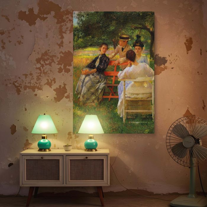Group in Orchard by Edmund Charles Tarbell - Impressionist Scene with Trees canvas wall art - Image 5