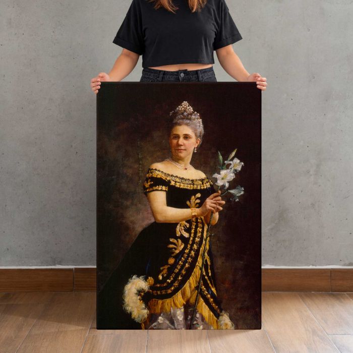 Ida Basilier-Magelsen as Philine in Mignon (1887) by Maria Catharina Wiik canvas print, canvas shown with a person for scale