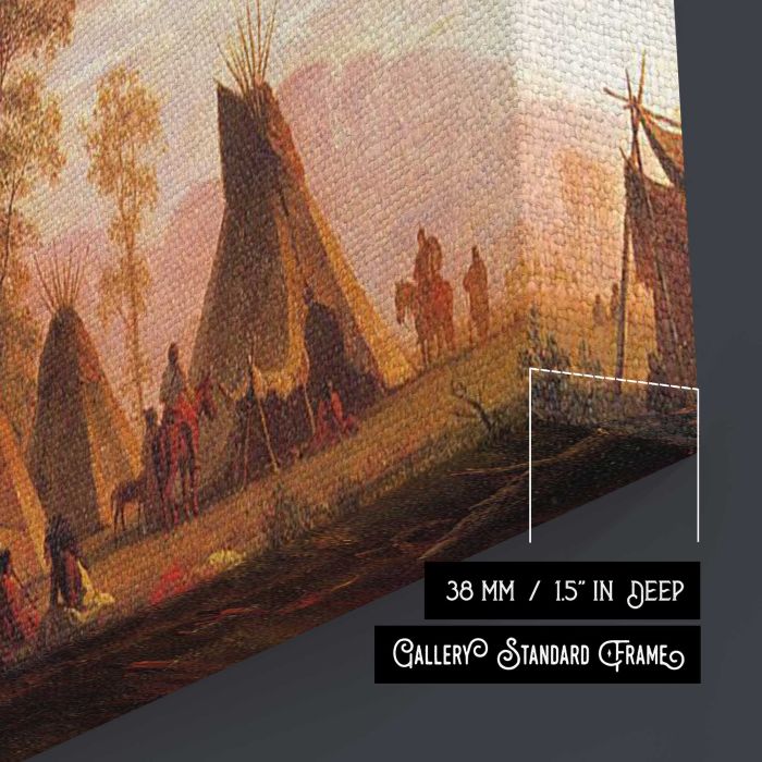 Indian Encampment Late Afternoon by Albert Bierstadt - canvas surface and wrapped edge detail