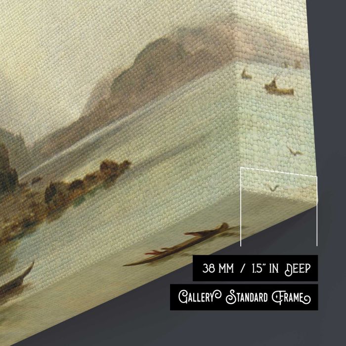 Indians Fishing by Albert Bierstadt - canvas surface and wrapped edge detail